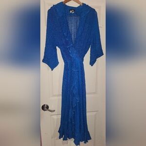 Vibrant Blue Ruffled Vintage Dress